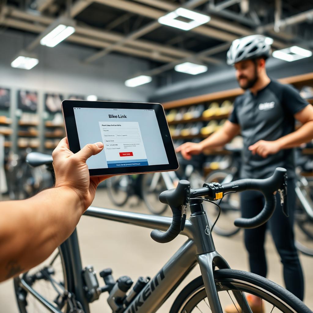 Shop technician installing a Bike Link tag
